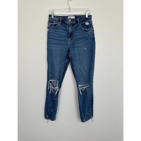Abercrombie Women's Curve Love Jeans Mom High Rise Medium Wash Distress Sz 28 - Picture 2 of 7